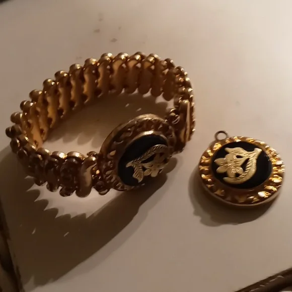Antique 1/20 12k Gold filled bracelet & pendant - Picture 2 of 3